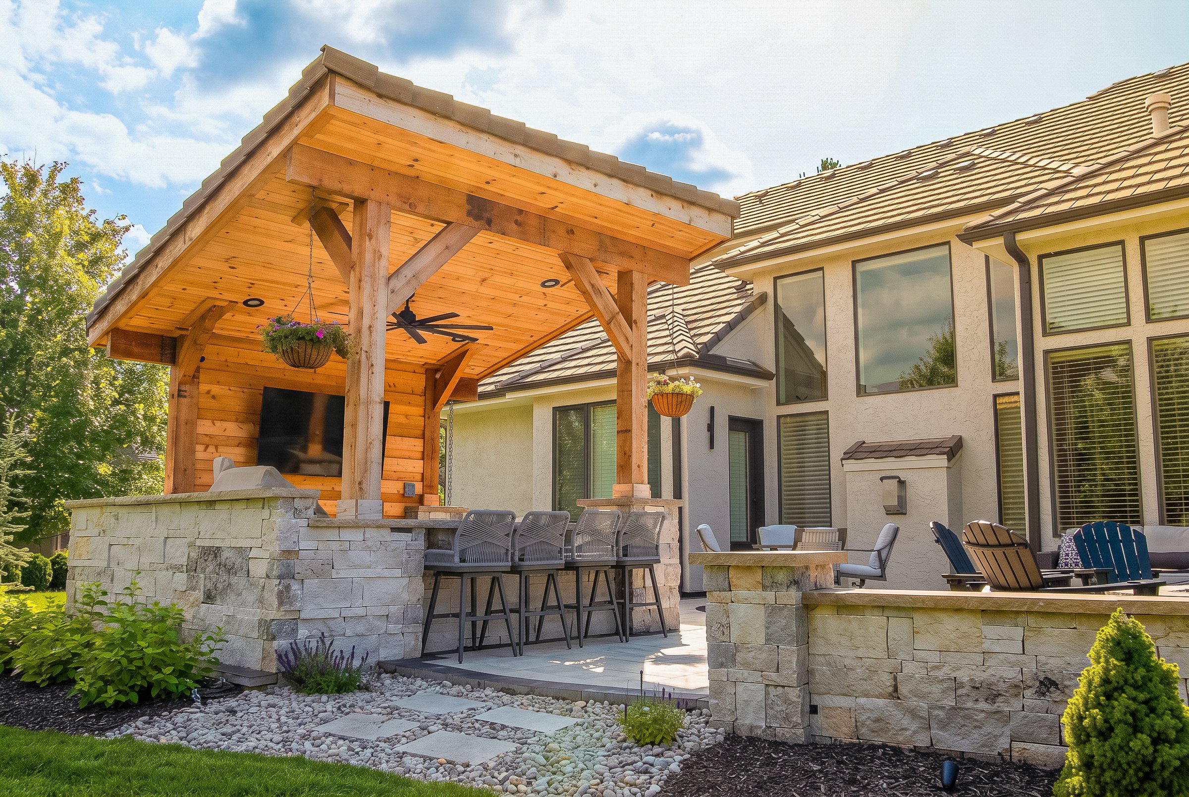 Cedar Pavilion, Outdoor Kitchen & Fire Pit, Lenexa, KS
